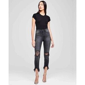 LAGENCE 2427EKND The High Line Black Distressed Cropped Skinny Jeans SIZE 28